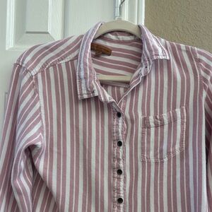 JACHS Girlfriend Pink and White Striped Shirt